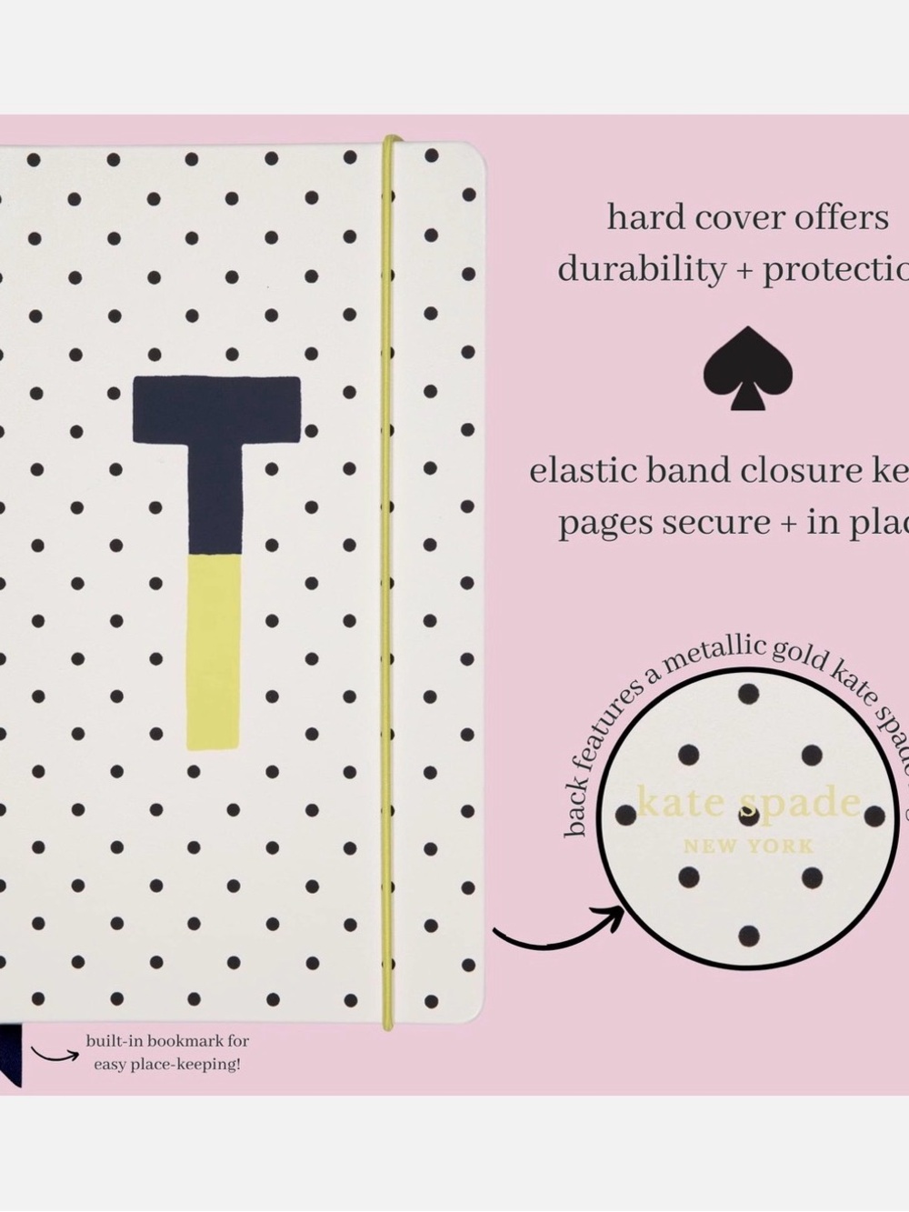 T is for… kate spade Polka Dot Monogram Notebook - Picture 3 of 5